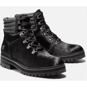 Timberland London Square Mid Hiker Boots 7 NWOT Calf Hair Black Leather A2GD3